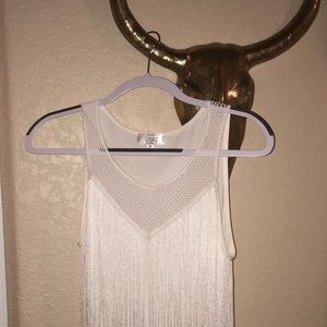 Unique Woman’s white fringe Dressy Tank